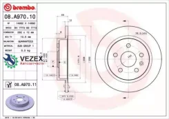 ���� ����. ���. ����. [292x12] 5 ���. Chevrolet Malibu 2.0-2.4 12-, OPEL Insignia 1.4-2.0 08-, SAAB 9-5 2.0-2.8 10- Brembo 08A97011 08A97011 ����