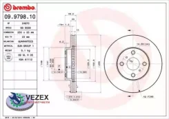 ���� ��������� Toyota Prius -04 ������.255��. ����. Brembo 09979810 09979810 ����