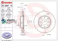 ���� ��������� KIA Cerato 04- 1.6-2.0/1.5-2.0 Diesel �����. D=275 Brembo 09999710 09999710 ����
