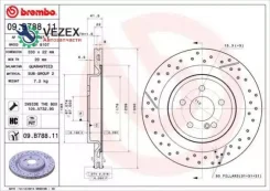 ���� ��������� MB X117/C117/W176 15- 2.0 4-matic ����. ����. Brembo 09B78811 09B78811 ����