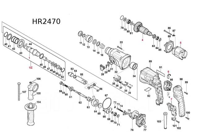 Запчасти для Макита HR2450 (HR 2450)