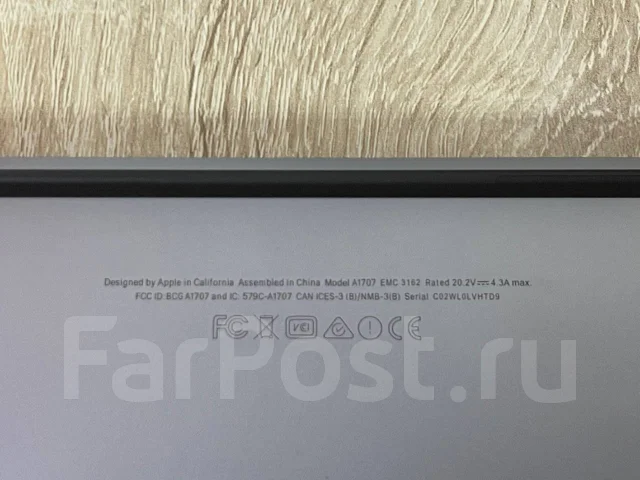 Apple MacBook Pro 15 2017 Mid. 15.4", 3,1����, ��� 16 ��, ���� 1 000���, WiFi: 1, Bluetooth: 1, ����������� �� 10��. ����
