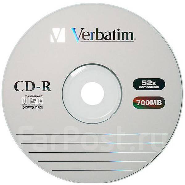 Диск CD-R 700MB Verbatim, новый, в наличии. Цена: 35₽ во Владивостоке