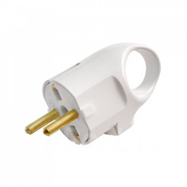 Вилка электрическая разборная с кольцом 16А белая, новый, в наличии ...