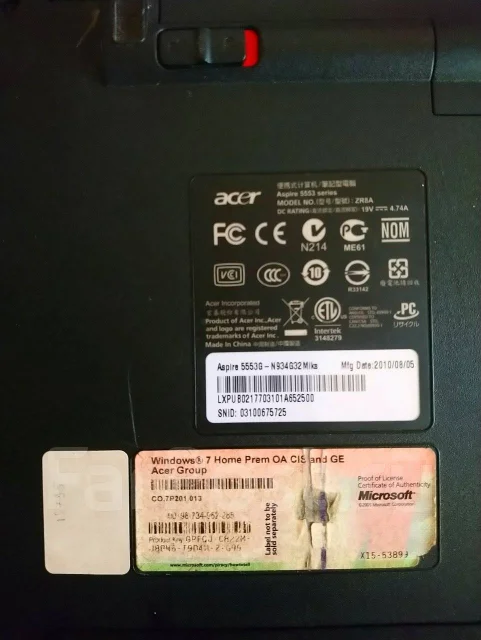 Acer Aspire 5553G. 15.6", 2,2����, ��� 2048 ��, ���� 670���, WiFi: 1, Bluetooth: 1, ����������� �� 1��. ����