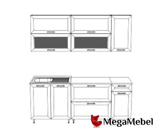 Кухонный гарнитур 1600 монако мдф софт белый софт графит