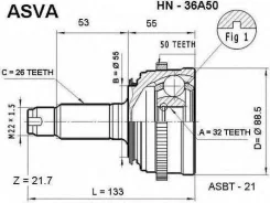 ���� �������� 32x55x26 Asva HN-36A50 HN36A50 ����
