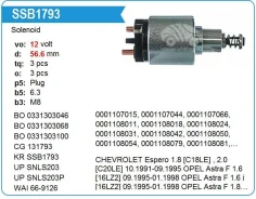����������� ���� �������� Chevrolet, OPEL Astra, SAAB, ZE 1873 1873 ����