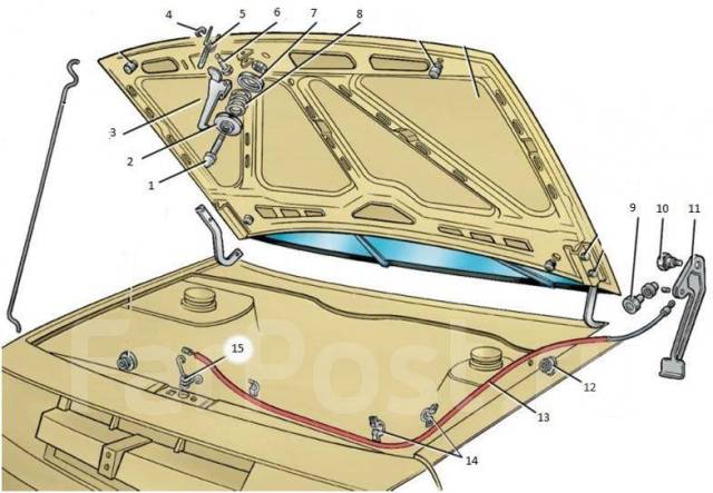 Замок капота 2114 схема