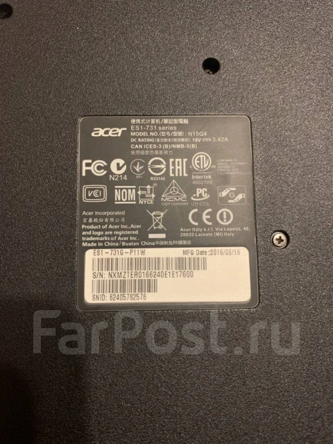 Acer Aspire ES1-731. 17.3", 1,6����, ��� 4 ��, ���� 500���, WiFi: 1, Bluetooth: 1, ����������� �� 3��. ����