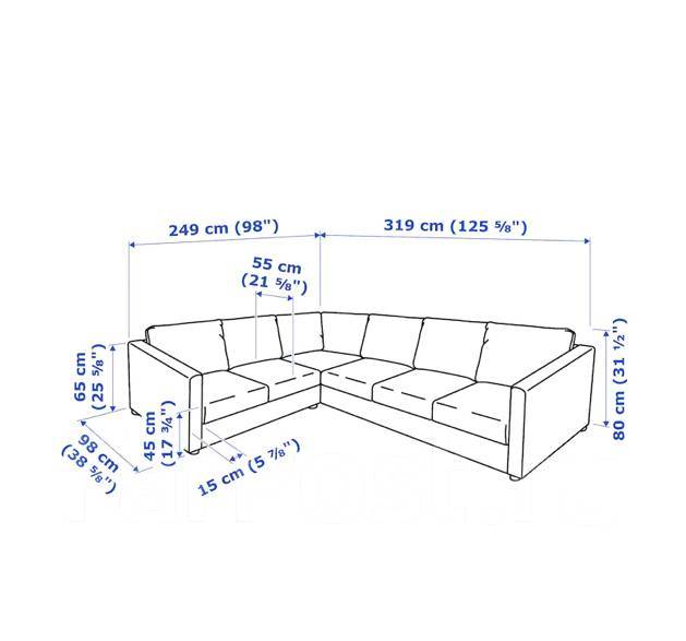 Типовые размеры угловых диванов