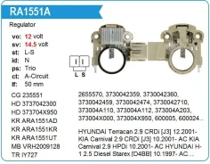 ��������� ���������� Hyundai Starex 2.5 TD 4WD [D4BF] 02.1998- UTM RA1551A ����