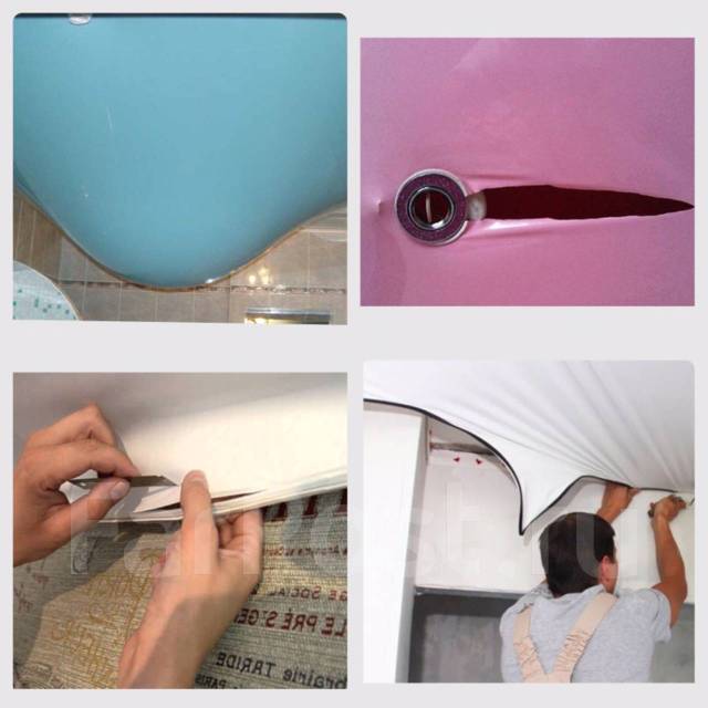 Ремонт натяжных потолков. СЛИВ ВОДЫ. Демонтаж, порезы во Владивостоке