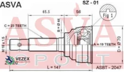 ���� �������� 19x44x23 Suzuki Swift G13A 1.0 Samuraitt Cultus 1.0 G13B ALTO E5A Cervo ASVA SZ01 SZ01 ����