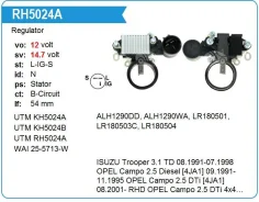 ��������� ���������� Isuzu Trooper 3.1 TD, 4JG2, 4JA1 RH5024A RH5024A ����