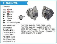 ��������� Toyota 1ZR 12V 110A Corolla, Auris ZRE151 Motorherz ALN2027WA ����