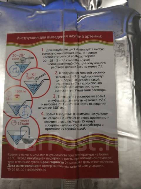 Корм для рыб. Яйца артемии (цисты). 500 гр, в наличии. Цена: 1 600₽ во ...