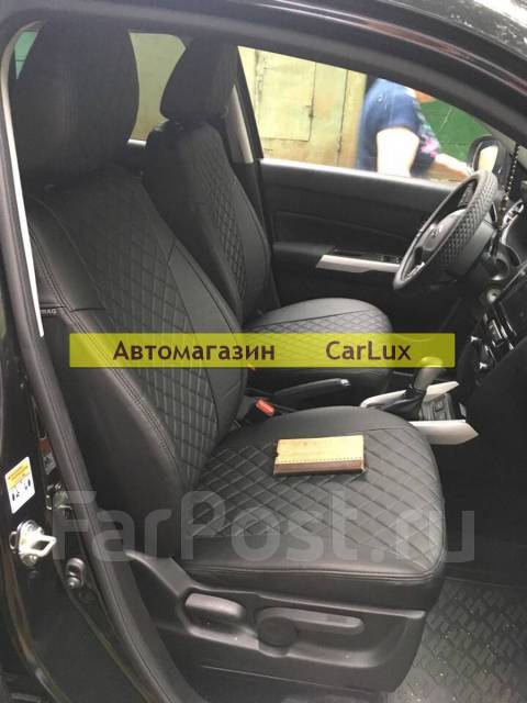 Модельные штатные чехлы из экокожи на Suzuki SX4 2014- (Черный Ромб ...