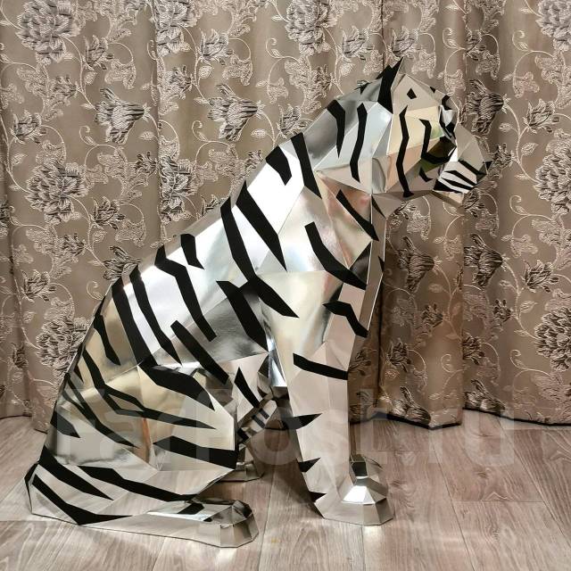 Объемная фигура "Тигр сидит". День тигра. Новый год, под заказ. Цена ...