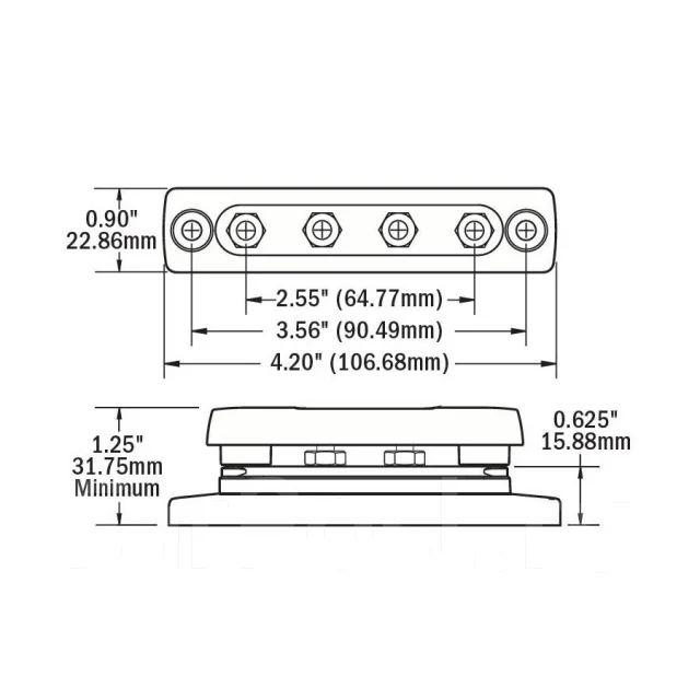 ���� ���������� Blue Sea Mini BusBar 2305 48/300� 100� 4 ������ ��� �������� ������ ����