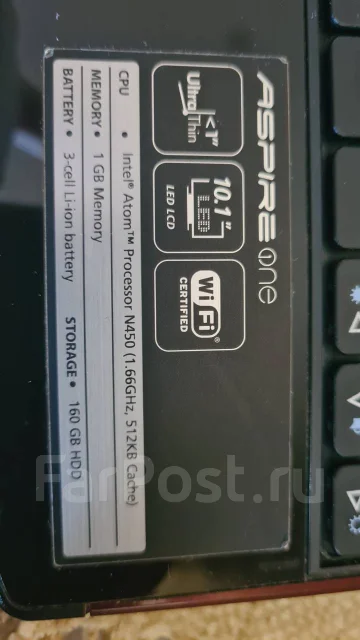 Acer Aspire One. ���� 256���, WiFi: 1, Bluetooth: 1, ����������� �� 2��. ����