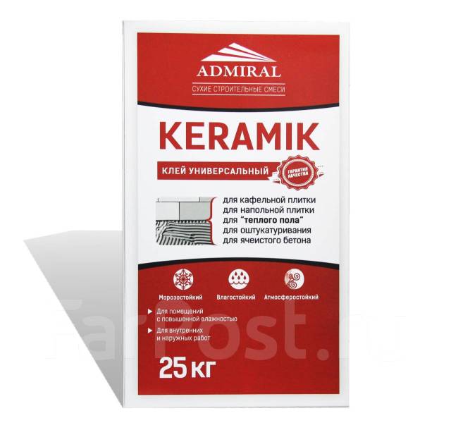 Клей для плитки Адмирал Keramik универсальный 25 кг, в наличии, о ...