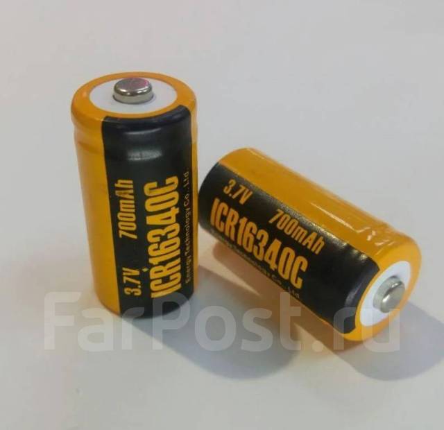 Аккумулятор ET ICR 16340C (CR123), Li-Ion, 3.7 V, емкостью 700 mAh ...
