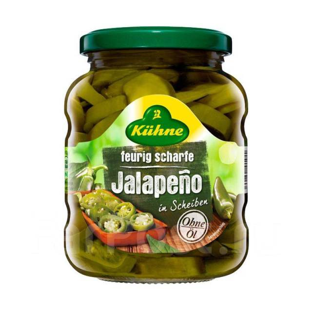 Перец халапеньо резаный без содержания масла, K?hne, 330г, под заказ ...