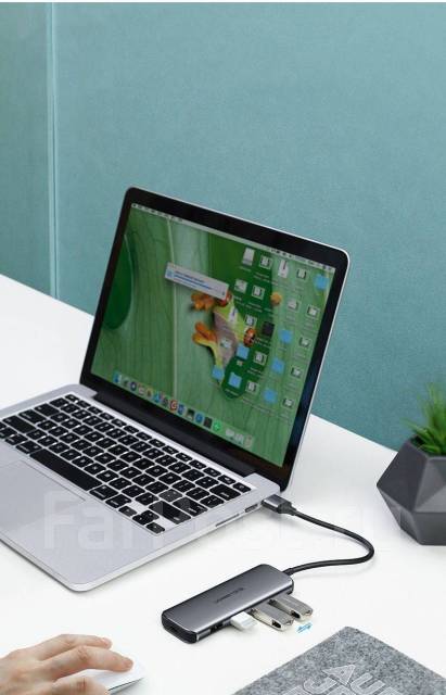 Хаб внешний USB 3.0 4 порта (CM207) 0,15 м, цвет: space gray Ugreen ...