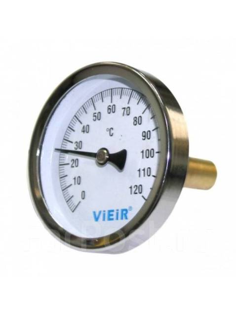 Термометр аксиальный наклад. с пружин. 63мм 0-120° ViEiR - Сантехника и ...