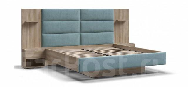 Кровать boss loft сонома велюр monolit аква