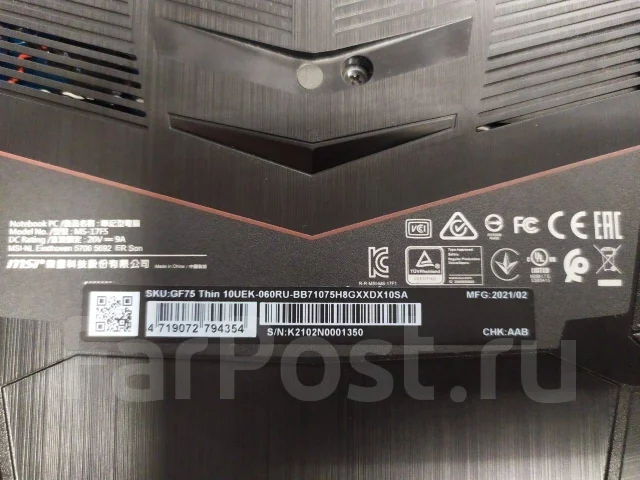 MSI GF75 Thin 10UEK. 17.3", 2,6����, ��� 8 ��, ���� 512���, WiFi: 1, Bluetooth: 1 ����
