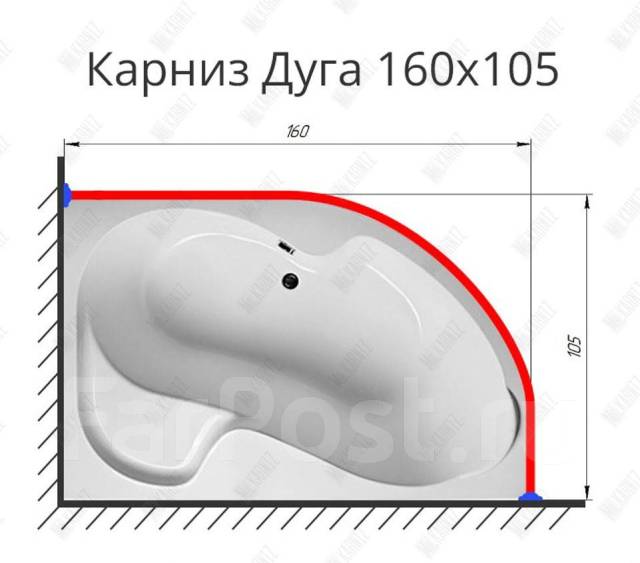 Карниз для душа полукруглый 100х100