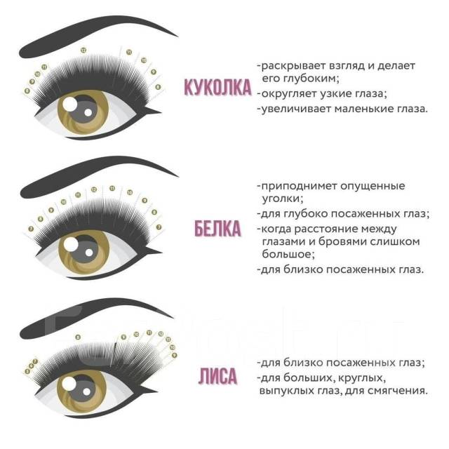 Схема для наращивания ресниц стрелка