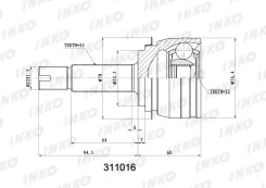 ���� ������� 25, 22 �������� ������ ����� ��� Hyundai Solaris, KIA RIO III INKO 311016 311016 ����
