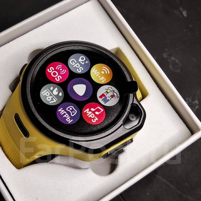 Детские смарт-часы Elari KidPhone 4GR (KP-4GR) Ростест Жёлтые - Умные ...