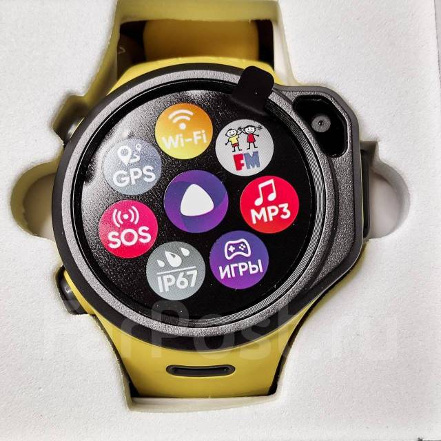 Детские смарт-часы Elari KidPhone 4GR (KP-4GR) Ростест Жёлтые - Умные ...