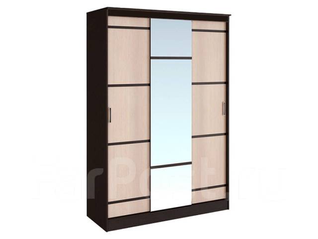 Шкаф-купе 1,50 метра "Сакура" венге с зеркалом (Россия), лдсп ...