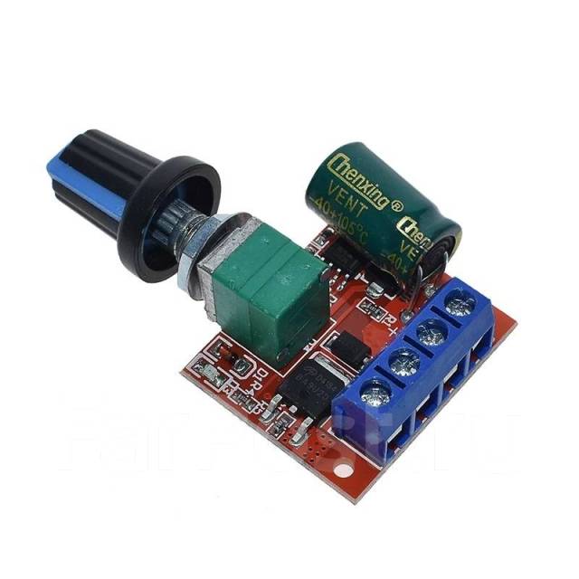 ШИМ регулятор скорости мотора DC 4.5-35В 5А Mini PWM оборотов 0-100% ...