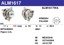 ��������� Mitsubishi 4M41 125A Pajero KR Krauf ALM1617YX ����
