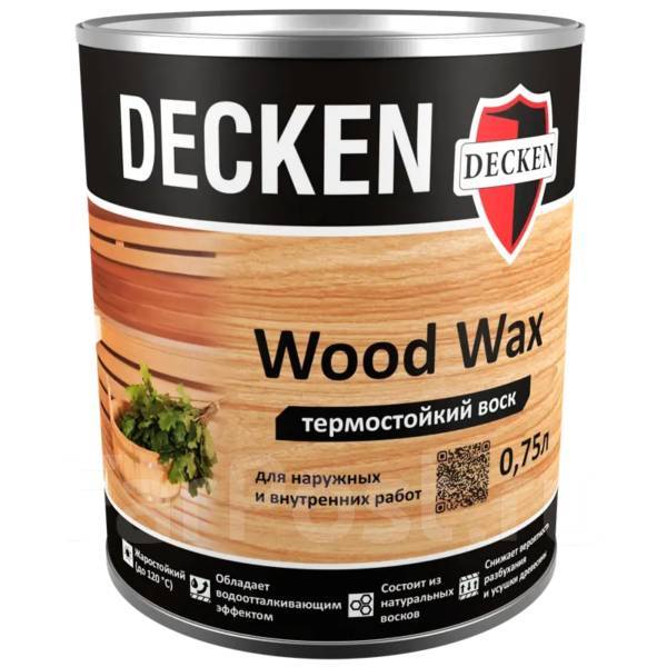 Термостойкий воск для бани и сауны Decken Wood Wax (0,125 л), в наличии ...