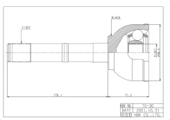 ���� �������� /�������� ������ /����� HDK ��� Toyota Land Cruiser 1994-1996 LC80 1HDF 1HZT 1FZFE; 24*59*30; TO-030; (TO-E030 TG-9530 0110-030) 4340560...