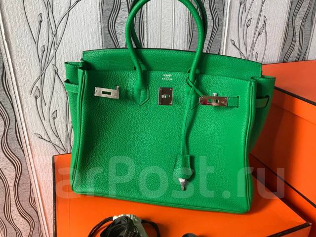 Сумка Hermes Birkin 35 см в ярком зелёном цвете, для женщин, новый, в наличии. Цена: 29 000₽ во Владивостоке