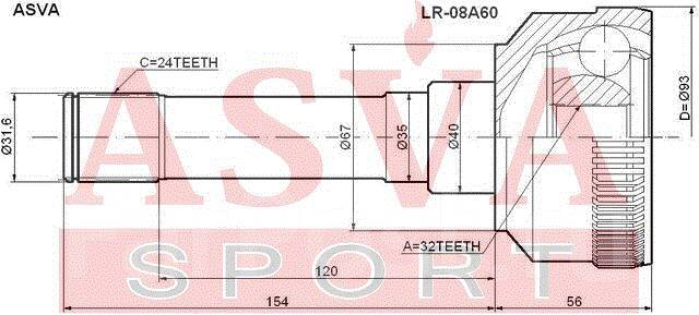  32x67(35)x24 RANG Rover 2.5D (94-02) [LR08A60] LR08A60 