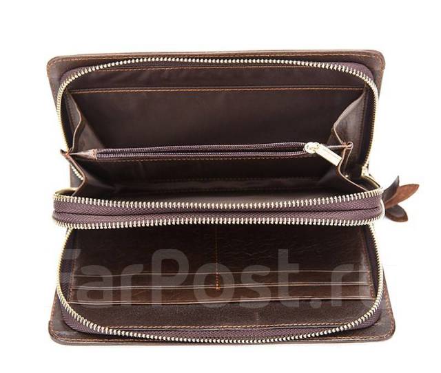 Стильный мужской клатч большой вместимости, 100% натуральная кожа ...