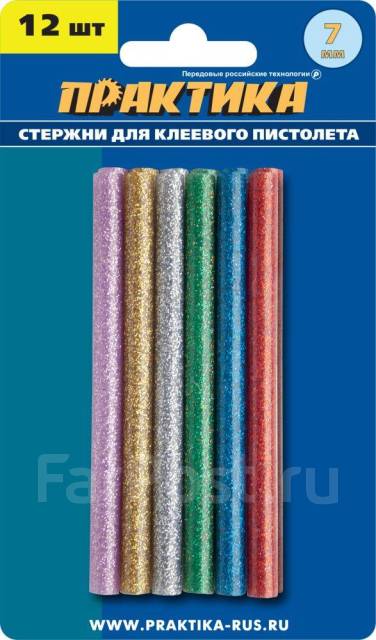Клей для клеевого пистолета 7*100мм цветные 6 цветов 12шт. металлик ...