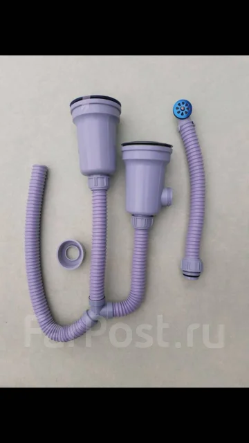 Сифон, выпуск, в мойку на кухню, двойной, Корея, со стаканом(3,5 дюйма ...