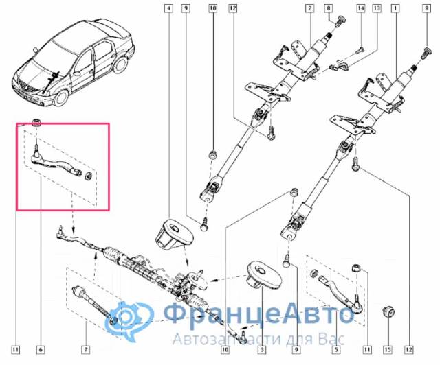 Рулевое управление рено логан 1 схема