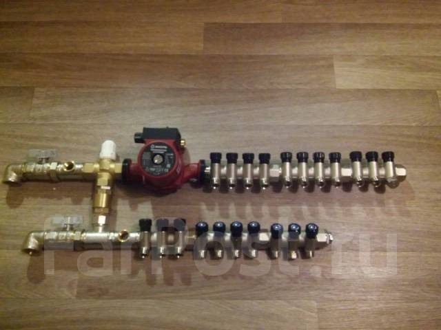 Продам коллектор для теплого пола с вентилями , на 3/4 на 4 выхода 1/2 ...