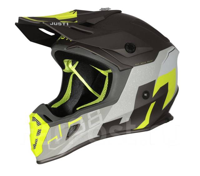 Шлем кроссовый JUST1 J38 Korner Hi-Vis желтый титановый матовый L, в ...